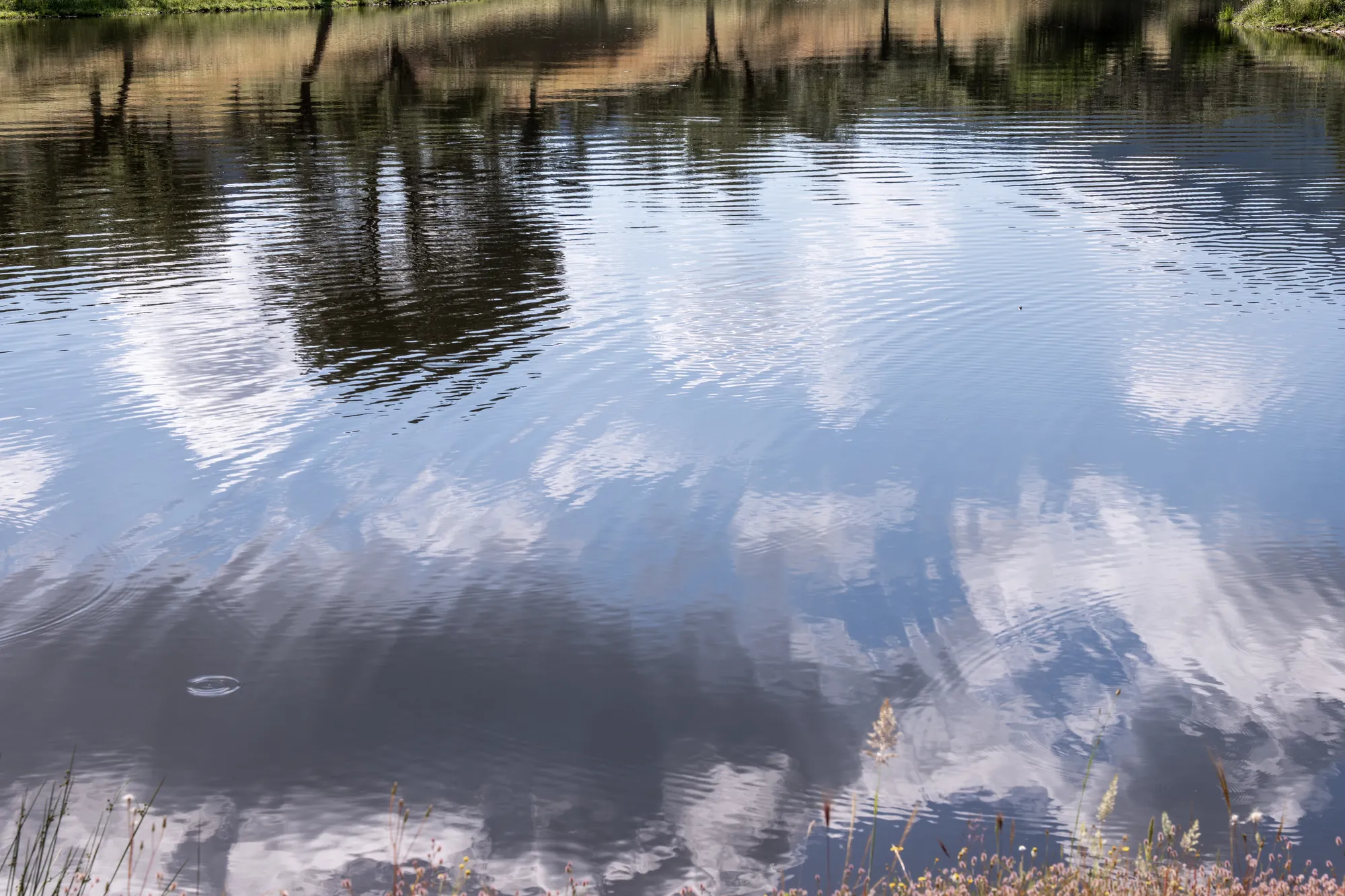 Clouds mirrored on the lake's surface