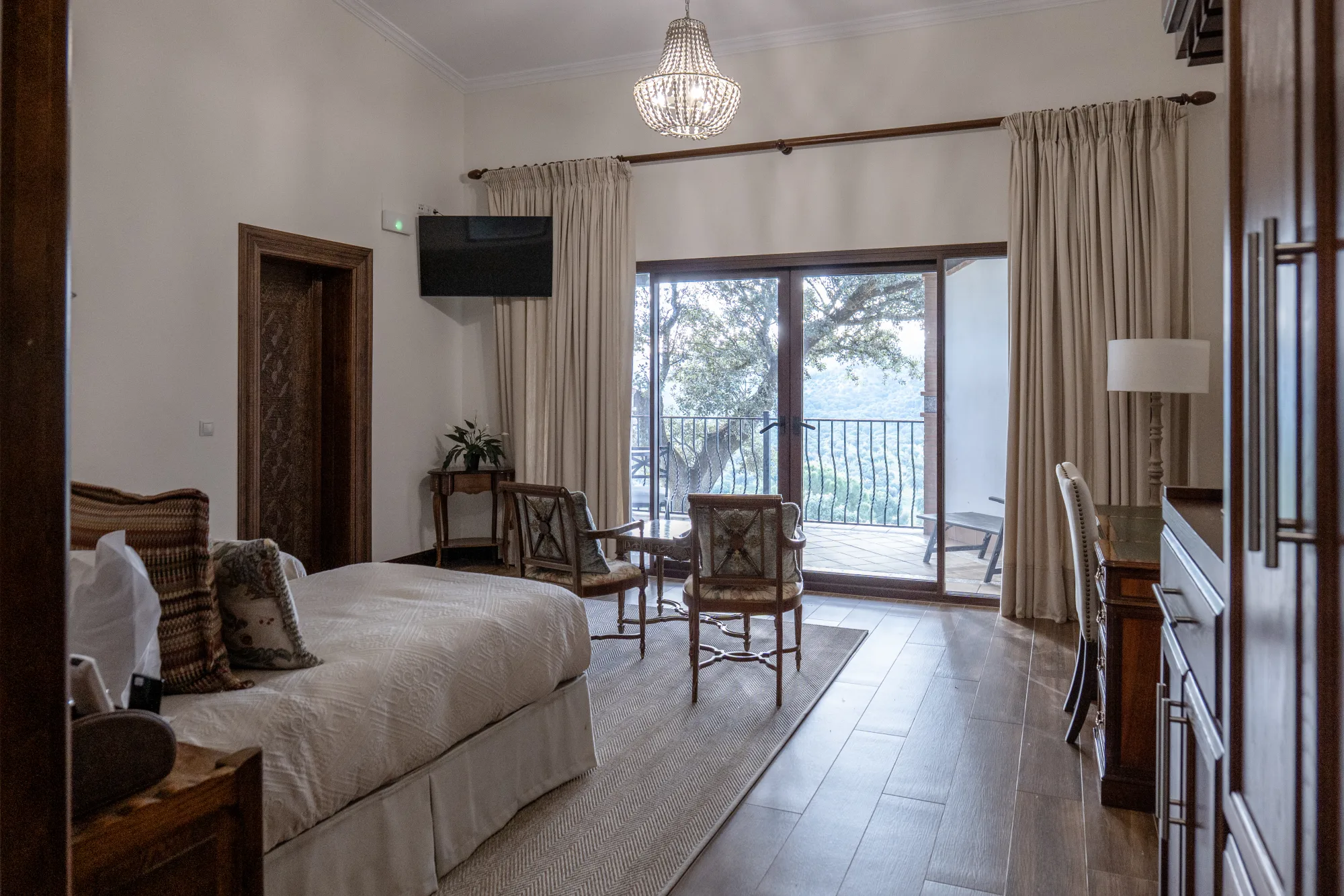 A lodge bedroom with its own private terrace